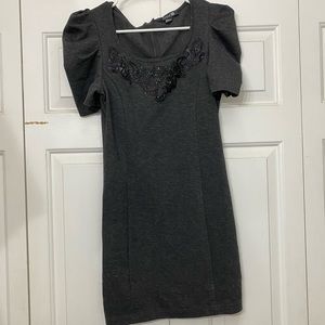 Forever 21 | Grey Dress with Black Beading